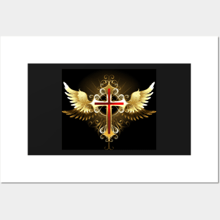 Cross with Golden Wings Posters and Art